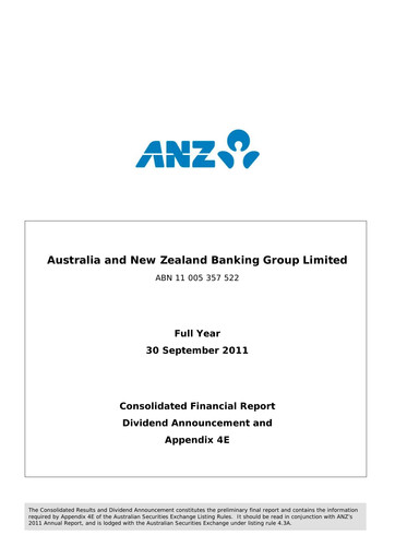 Thumbnail ANZ Bank Financial Statement 2011