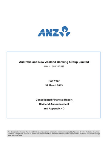 Thumbnail ANZ Bank Financial Statement 2013-h1