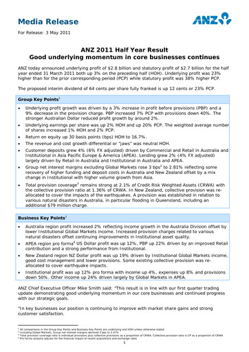 Thumbnail ANZ Bank Half-year Report 2011-h1