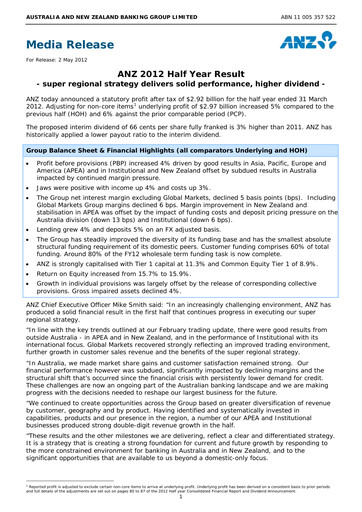 Thumbnail ANZ Bank Half-year Report 2012-h1