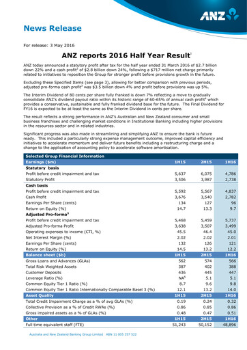 Thumbnail ANZ Bank Half-year Report 2016-h1