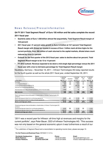 Thumbnail Infineon Financial Statement 2011-q4