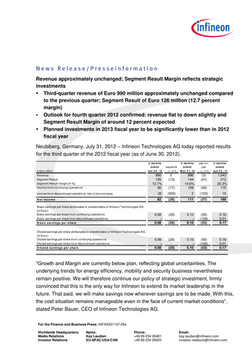 Thumbnail Infineon Financial Statement 2012-q3