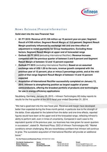 Thumbnail Infineon Financial Statement 2015-q1