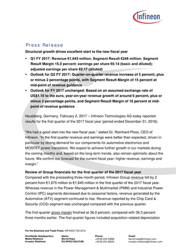 Thumbnail Infineon Financial Statement 2017-q1