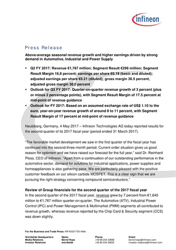 Thumbnail Infineon Financial Statement 2017-q2