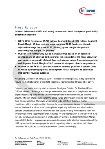 Thumbnail Infineon Financial Statement 2018-q1