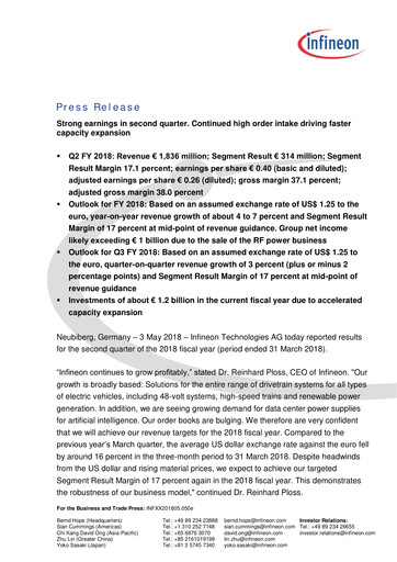 Thumbnail Infineon Financial Statement 2018-q2