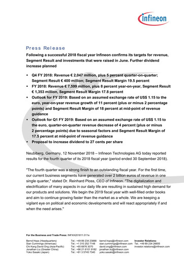 Thumbnail Infineon Financial Statement 2018-q4