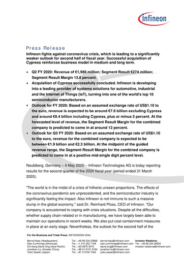 Thumbnail Infineon Financial Statement 2020-q2