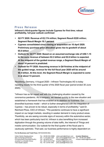 Thumbnail Infineon Financial Statement 2020-q3