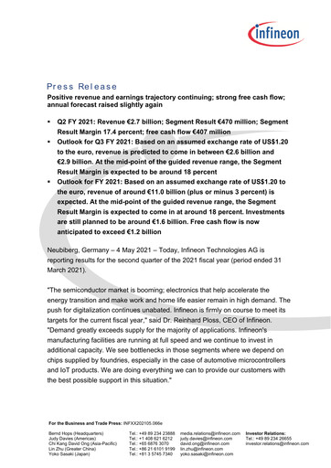 Thumbnail Infineon Financial Statement 2021-q2