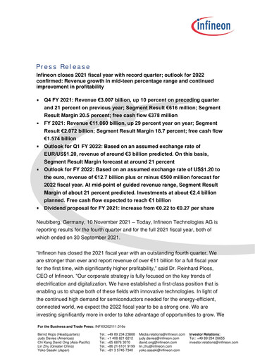 Thumbnail Infineon Financial Statement 2021-q4
