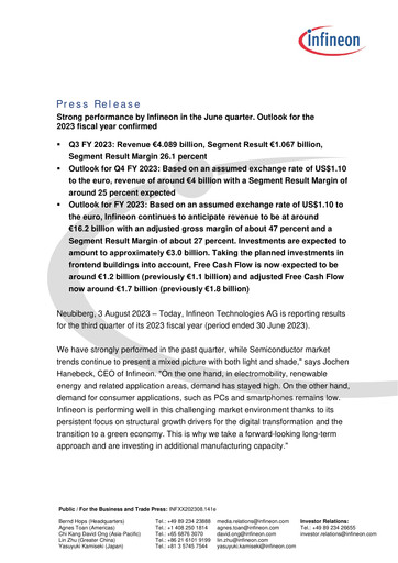 Thumbnail Infineon Financial Statement 2023-q3
