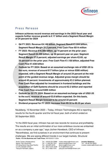 Thumbnail Infineon Financial Statement 2023-q4