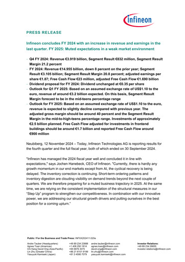 Thumbnail Infineon Financial Statement 2024-q4