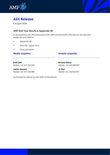 Vorschaubild AMP Limited Halbjahresbericht 2024-h1