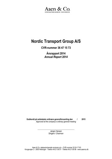 Thumbnail NTG Nordic Transport Group A/S Annual Report 2014