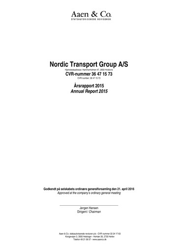 Thumbnail NTG Nordic Transport Group A/S Annual Report 2015