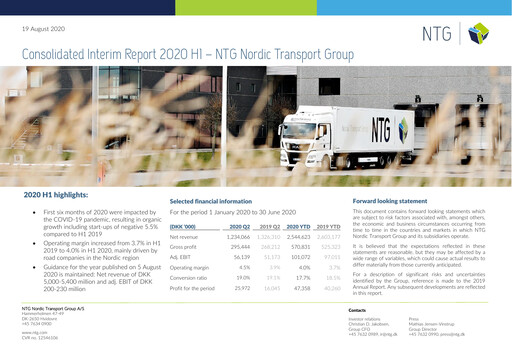 Thumbnail NTG Nordic Transport Group A/S Half-year Report 2020-h1
