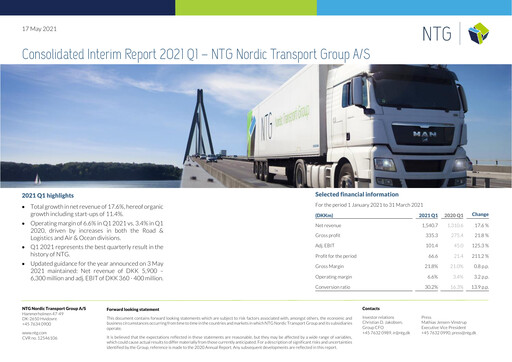 Thumbnail NTG Nordic Transport Group A/S Quarterly Report 2021-q1