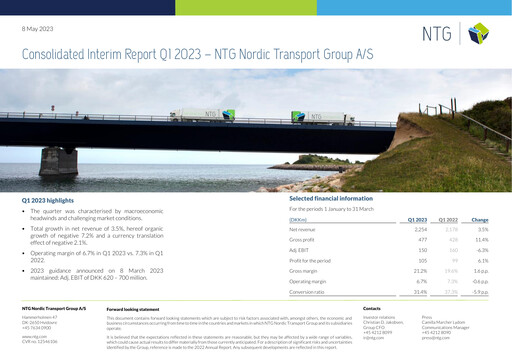 Thumbnail NTG Nordic Transport Group A/S Quarterly Report 2023-q1