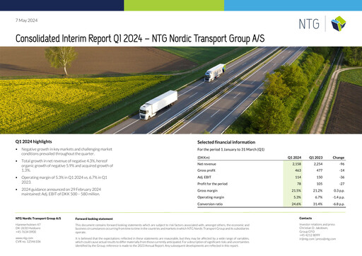 Thumbnail NTG Nordic Transport Group A/S Quarterly Report 2024-q1