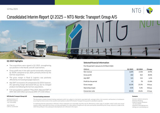 Thumbnail NTG Nordic Transport Group A/S Quarterly Report 2025-q1
