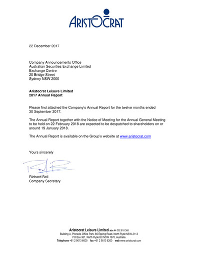 Thumbnail Aristocrat Annual Report 2017