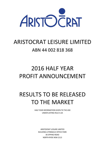 Thumbnail Aristocrat Half-year Report 2016-h1