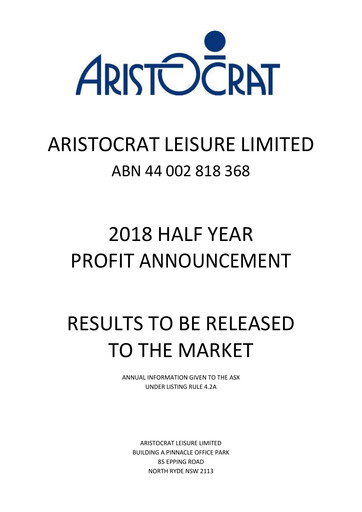 Thumbnail Aristocrat Half-year Report 2018-h1