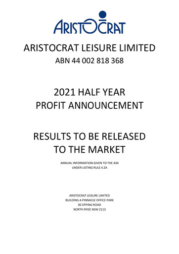 Thumbnail Aristocrat Half-year Report 2021-h1