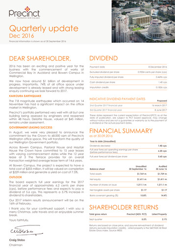 Thumbnail Precinct Properties
 Quarterly Report 2016-q3