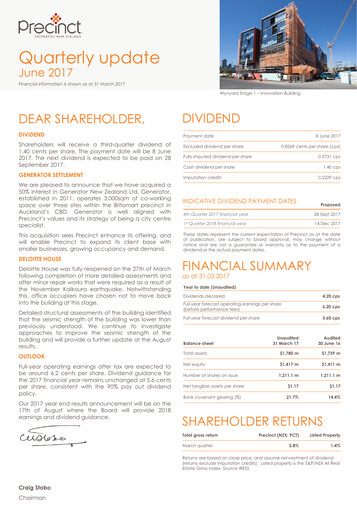 Thumbnail Precinct Properties
 Quarterly Report 2017-q1