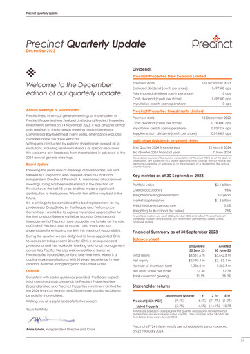 Thumbnail Precinct Properties
 Quarterly Report 2023-q3