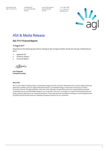 Thumbnail AGL Energy
 Financial Report fy2017