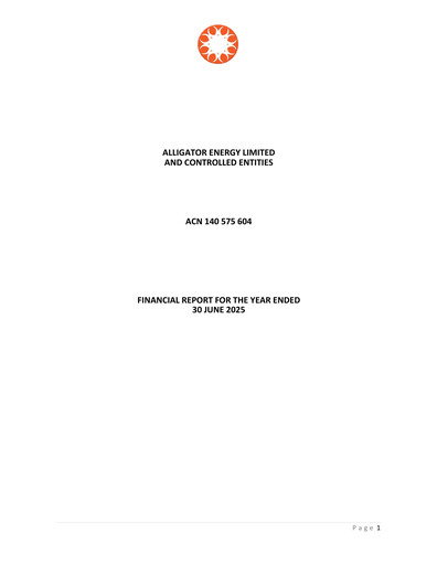Thumbnail Alligator Energy Financial Statement 2025