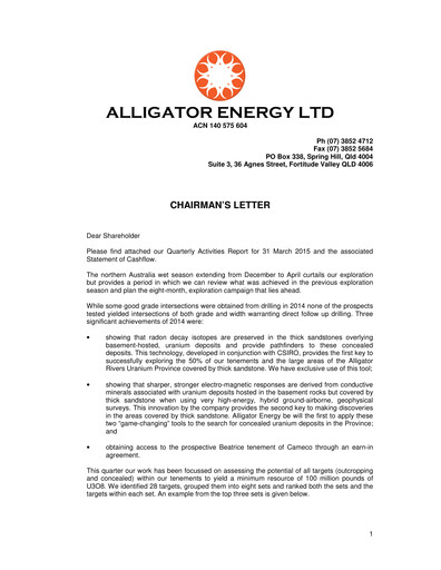 Thumbnail Alligator Energy Quarterly Report 2015-q3