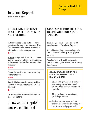 Thumbnail DHL Group (Deutsche Post) Quarterly Report 2016-q1