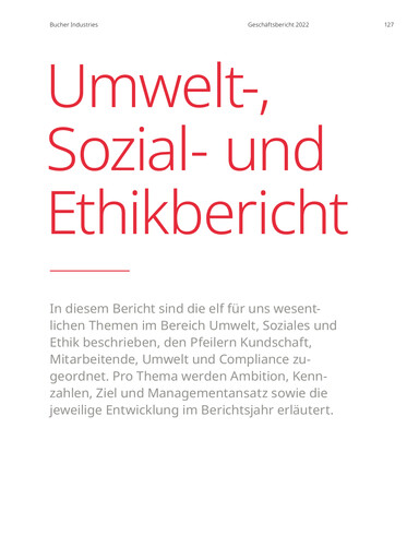 Thumbnail Bucher Industries ESG Report 2022