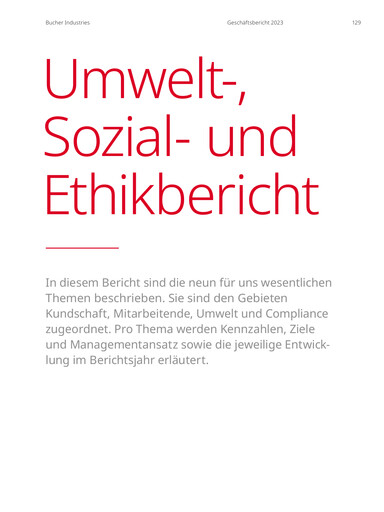 Thumbnail Bucher Industries ESG Report 2023