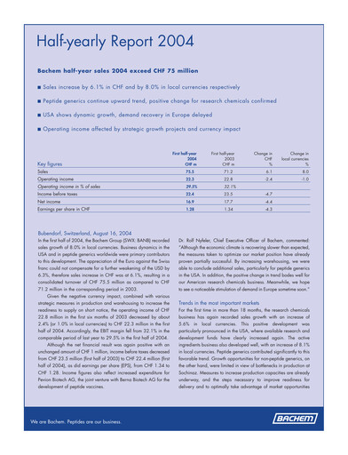 Miniature Bachem Rapport semestriel 2004-h1