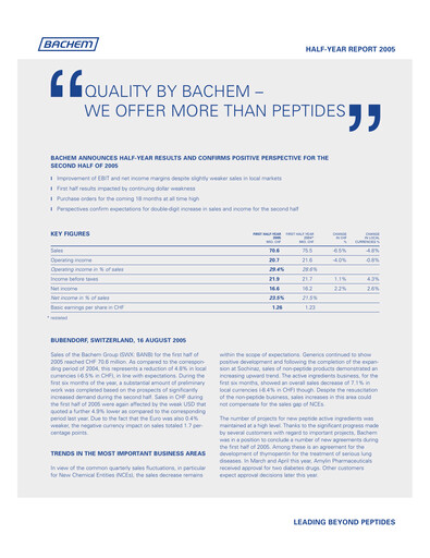 Miniature Bachem Rapport semestriel 2005-h1