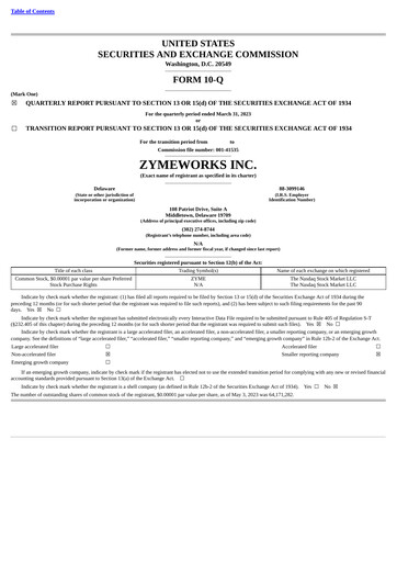 Vorschaubild Zymeworks Quartalsbericht 2023-q1
