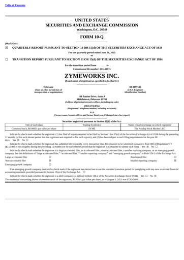 Vorschaubild Zymeworks Quartalsbericht 2023-q2
