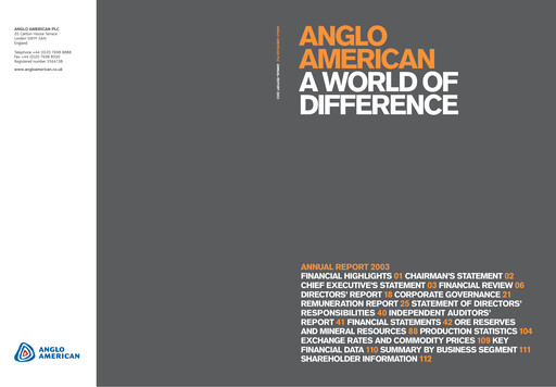 Thumbnail Anglo American Annual Report 2003