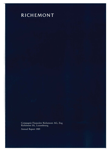 Thumbnail Compagnie Financière Richemont Annual Report 1989