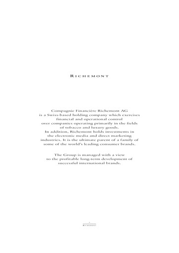 Thumbnail Compagnie Financière Richemont Annual Report 1996