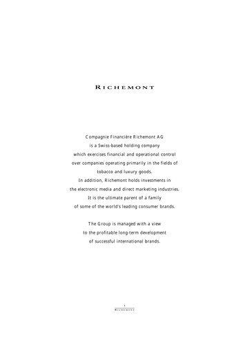 Thumbnail Compagnie Financière Richemont Annual Report 1997