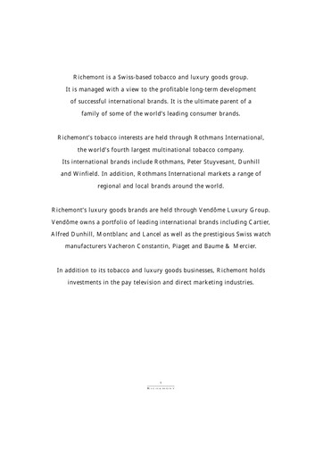 Thumbnail Compagnie Financière Richemont Annual Report 1998